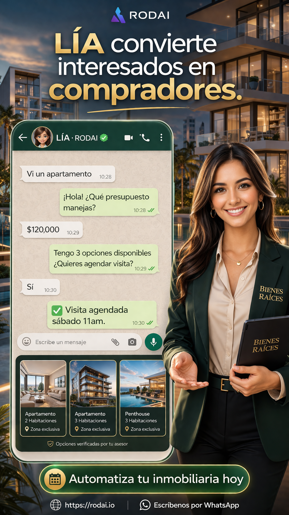 Chatbot WhatsApp para inmobiliarias y agentes de bienes raíces